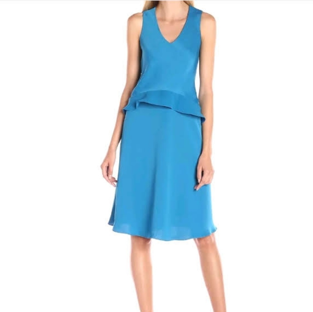 NWT ELLEN TRACY Gorgeous asymmetrical peplum top dress - Picture 2 of 7